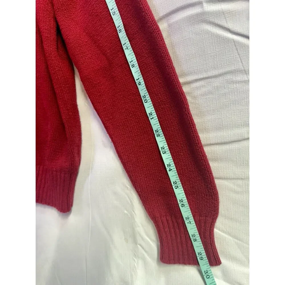 Polo Ralph Lauren Men's Red VINTAGE Pima Cotton V-Neck Knit Sweater Logo L